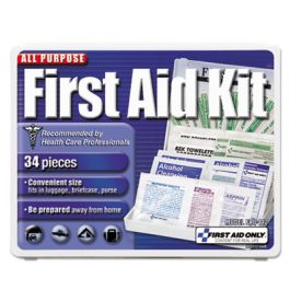 All-Purpose First Aid Kit, 34 Pieces, 3.74 x 4.75, 34 Pieces, Plastic Case