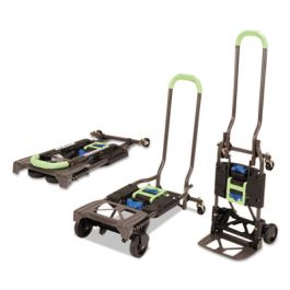 2-in-1 Multi-Position Hand Truck and Cart, 300 lbs, 16.63 x 12.75 x 49.25, Blue/Green