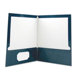 Laminated Two-Pocket Folder, Cardboard Paper, 100-Sheet Capacity, 11 x 8.5, Navy, 25/Box