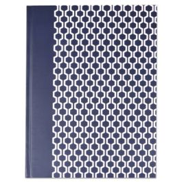 Casebound Hardcover Notebook, 1 Subject, Wide/Legal Rule, Dark Blue/White Cover, 10.25 x 7.63, 150 Sheets