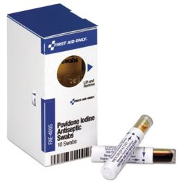 Povidone Iodine First Aid Antiseptic Swabs, 0.01 oz, 10/Box