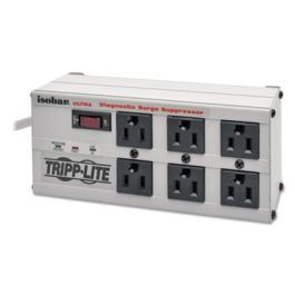 Isobar Surge Protector, 6 AC Outlets, 6 ft Cord, 3,330 J, Light Gray