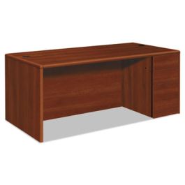 10700 Series Single Pedestal Desk with Full-Height Pedestal on Right, 72" x 36" x 29.5", Cognac