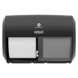 Compact Coreless Side-by-Side 2-Roll Tissue Dispenser, 11.5 x 7.63 x 8, Black