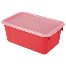 Cubby Bins with Clear Lids, 12.25" x 7.75" x 5.13", Red, 6/Pack