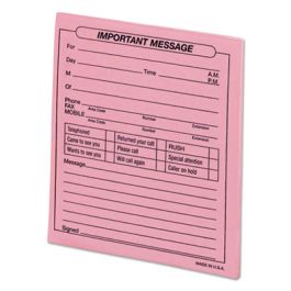 “Important Message” Pink Pads, One-Part (No Copies), 4.25 x 5.5, 50 Forms/Pad, 12 Pads/Pack