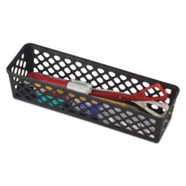 Recycled Supply Basket, Plastic, 10.13 x 3.06 x 2.38, Black, 3/Pack