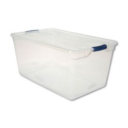 Clever Store Basic Latch-Lid Container, 95 qt, 17.75" x 29" x 13.25", Clear