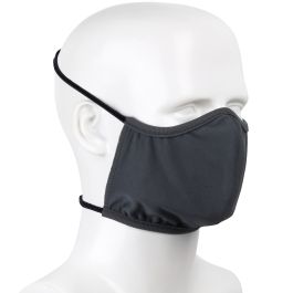 2-Ply Performance Polyester Reusable Face Cover with Head Straps, Gray, OS 393-FC10