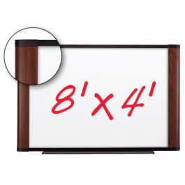 3M™ Melamine Dry Erase Board M9648MY, 96 in x 48 in x 1 in (243.8 cm x 121.9 cm x 2.5 cm) Mahogany Finish Frame