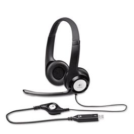 H390 Binaural Over The Head USB Headset with Noise-Canceling Microphone, Black