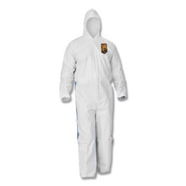 A35 Liquid and Particle Protection Coveralls, Zipper Front, Hooded, Elastic Wrists and Ankles, Large, White, 25/Carton