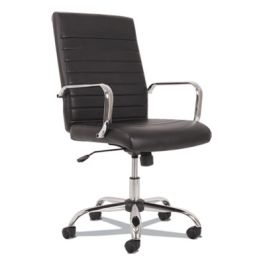 5-Eleven Mid-Back Executive Chair, Supports Up to 250 lb, 17.1" to 20" Seat Height, Black Seat/Back, Chrome Base