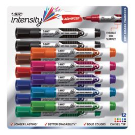 Intensity Advanced Dry Erase Marker, Tank-Style, Broad Chisel Tip, Assorted Colors, Dozen