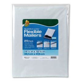 Reusable 2-Way Flexible Mailers, Square Flap, Self-Adhesive Closure, 14.25 x 18.75, White, 25/Pack