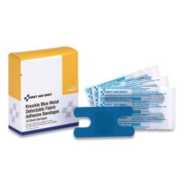 Blue Metal Detectable Fabric Adhesive Bandages, Four-Wing Knuckle, 1.5 x 3, 40/Box