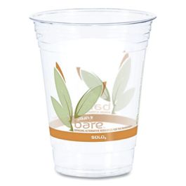 Bare Eco-Forward RPET Cold Cups, 16 oz to 18 oz, Leaf Design, Clear, 50/Pack, 20 Packs/Carton