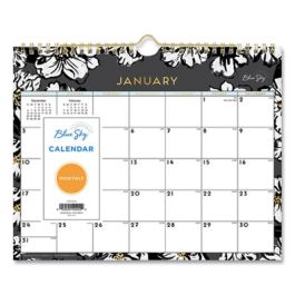 Baccara Dark Wall Calendar, Baccara Dark Floral Artwork, 11 x 8.75, White/Black Sheets, 12-Month (Jan to Dec): 2023