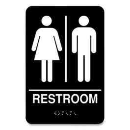 Indoor Restroom Door Sign, Unixex 5.5 x 8.5, Black/White
