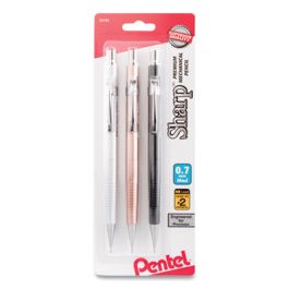 Sharp Mechanical Pencil, 0.7 mm, HB (#2.5), Black Lead, Assorted Barrel Colors, 3/Pack