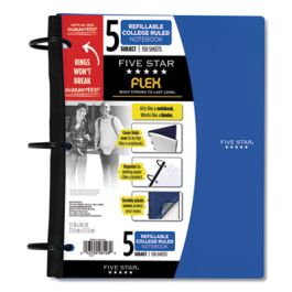 FLEX Notebook, 5 Subject, Medium/College Rule, Randomly Assorted Covers, 11 x 8.5, 150 Sheets