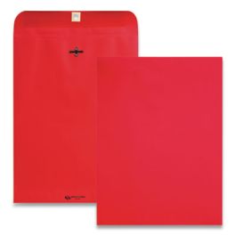 Clasp Envelope, 28 lb Bond Weight Paper, #90, Square Flap, Clasp/Gummed Closure, 9 x 12, Red, 10/Pack