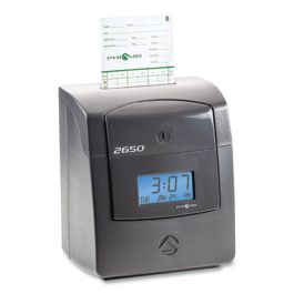 2650 Pro Auto Aligning Time Clock, LCD Display, Charcoal