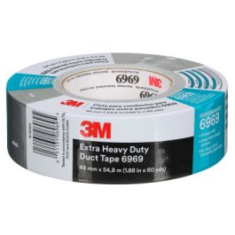 3M™ Extra Heavy Duty Duct Tape 6969, Silver, 48 mm x 54.8 m, 10.7 mil, 24 Roll/Case, Individually Wrapped Conveniently Packaged