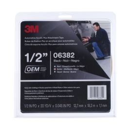 3M™ Automotive Acrylic Plus Attachment Tape 06382, Black, 1.12 mm, 1/2 in x 20 yd, 12 Roll/Case