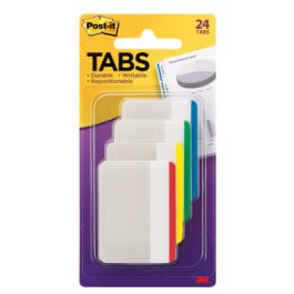Post-it® Durable Tabs 686F-1, 2 in. x 1.5 in. (50.8 mm x 38 mm) Beige, Green, Red, Canary Yellow 24 pk/cs