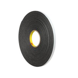 3M™ Double Coated Polyethylene Foam Tape 4466, Black, 1/2 in x 36 yd, 62 mil, 18 rolls per case