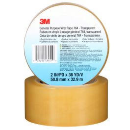 3M™ General Purpose Vinyl Tape 764, Transparent, 2 in x 36 yd, 5 mil, 24 Roll/Case, Individually Wrapped Conveniently Packaged