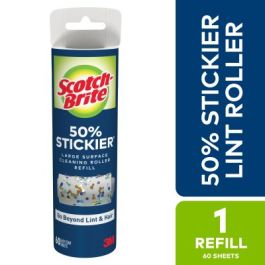 Scotch-Brite™ 50% Stickier Large Surface Lint Roller Refill 830LSRFS-60, 8 in x 31.4 ft (20.3 cm x 9.57 m), 4/1