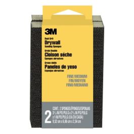 3M™ Drywall Sanding Sponge 19093, Dual Grit Block, 2 5/8 in x 3 3/4 in x 1 in, Fine/Medium grit, 2/pk, 12 pks/cs
