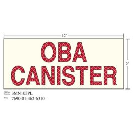 3M™ Photoluminescent Film 6900, Shipboard Sign 3MN103PL, 12 in x 5 in, "OBA CANISTER", 10/Pkg
