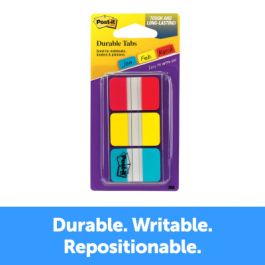 Post-it® Durable Tabs 686-RYBT, 1 in x 1.5 in Red, Yellow, Blue 24 each/cs