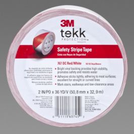 3M™ Safety Stripe Vinyl Tape 767, Red/White, 2 in x 36 yd, 5 mil, 12 Roll/Case, Individually Wrapped Conveniently Packaged