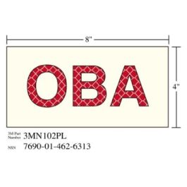 3M™ Photoluminescent Film 6900, Shipboard Sign 3MN102PL, 8 in x 4 in, "OBA", 10/Package