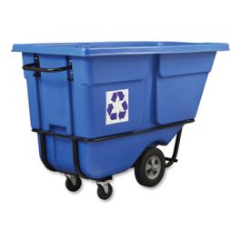 Rotomolded Recycling Tilt Truck, 1 cu yd, 1,250 lb Capacity, Plastic/Steel Frame, Blue