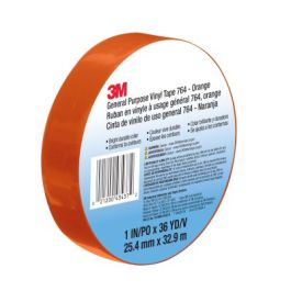 3M™ General Purpose Vinyl Tape 764, Orange, 1 in x 36 yd, 5 mil, 36 Roll/Case, Individually Wrapped Conveniently Packaged