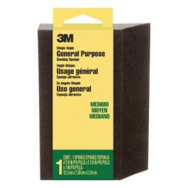 3M™ General Purpose Sanding Sponge CP-041-ESF, Single Angle, 2 7/8 in x 4 7/8 in x 1 in, Medium, 1/pk, 24 pks/cs