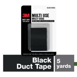 3M™ Black Duct Tape, 1005-BLK-CD, 1.5 in x 5 yd (38.1mm x 4.57m), 12/cs