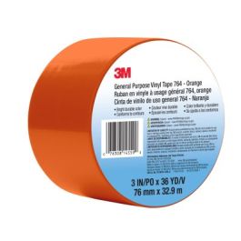 3M™ General Purpose Vinyl Tape 764, Orange, 3 in x 36 yd, 5 mil, 12 Roll/Case, Individually Wrapped Conveniently Packaged