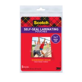 PL905-SR Scotch ™ Self-Sealing Laminating Pouches, 5.3 in x 7.3 in (136 mm x 187 mm) Gloss Finish 5 x 7
