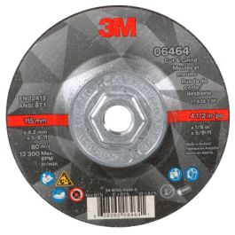 3M™ Cut & Grind Wheel, 06464, T27, 4-1/2 in x 1/8 in x 5/8 in-11, Quick Change, 10/Carton, 20 ea/Case