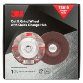 3M™ Cut & Grind Wheel, 75819, Type 27, 4.5 in x 1/8 in x 5/8 in-11, 10 ea/Case, Single Pack
