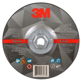 3M™ Cut & Grind Wheel, 06466, T27, 6 in x 1/8 in x 5/8 in-11, Quick Change, 10/Carton, 20 ea/Case