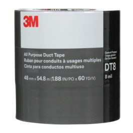 3M™ All Purpose Duct Tape DT8, Silver, 48 mm x 54.8 m, 8 mil, (3 Roll/Pack) 24 Roll/Case