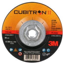 3M™ Cubitron™ II Depressed Center Grinding Wheel, 87208, Type 27, 4-1/2 in x 1/4 in x 5/8 in-11, 10 ea/Case, Single Pack