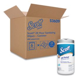 24-Hour Sanitizing Wipes, 4.5 x 8.25, Fresh, White, 75/Canister, 6 Canisters/Carton